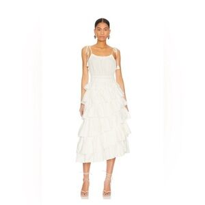 Steve Madden White Ruffle Midi Dress